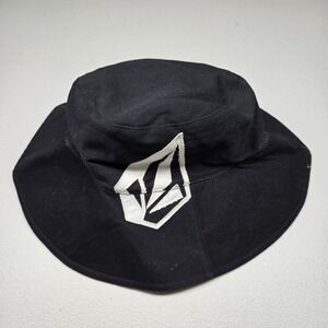 Volcom Men‎ Bucket Hat XS/S Black Eternal Sunshine Logo Geometric Pattern
